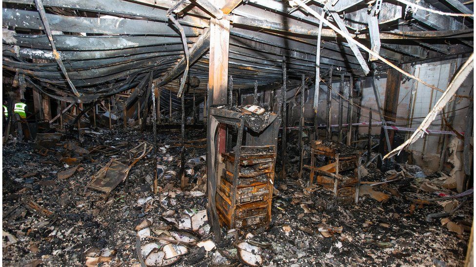 Inside the administration building after the fire