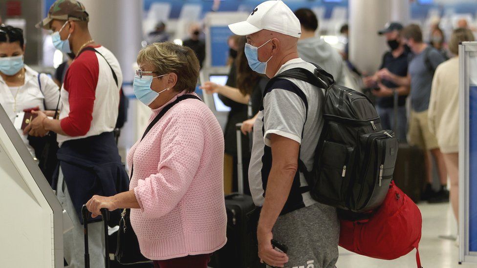 Air passengers at Miami Airport, Florida