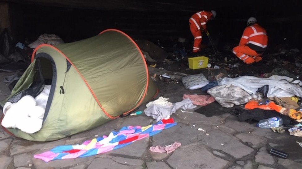 Council workers clean up