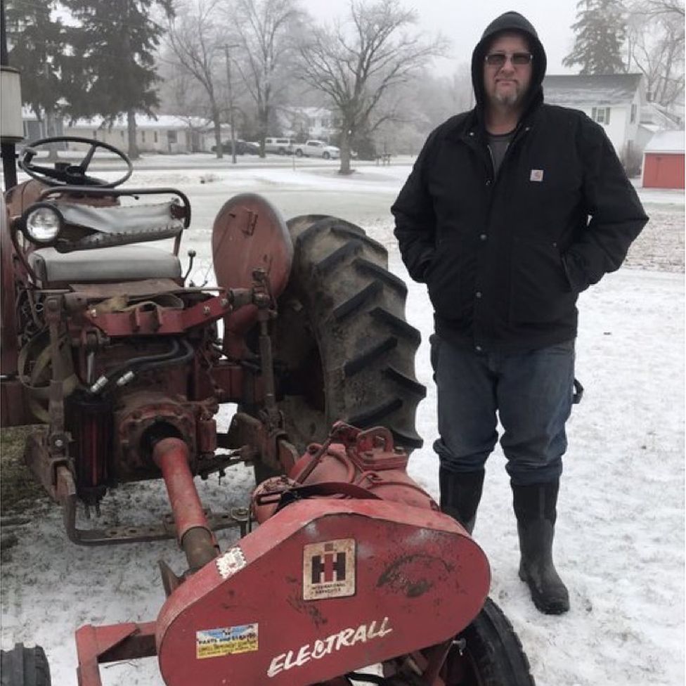 Randy Marklevitz near his vintage generator