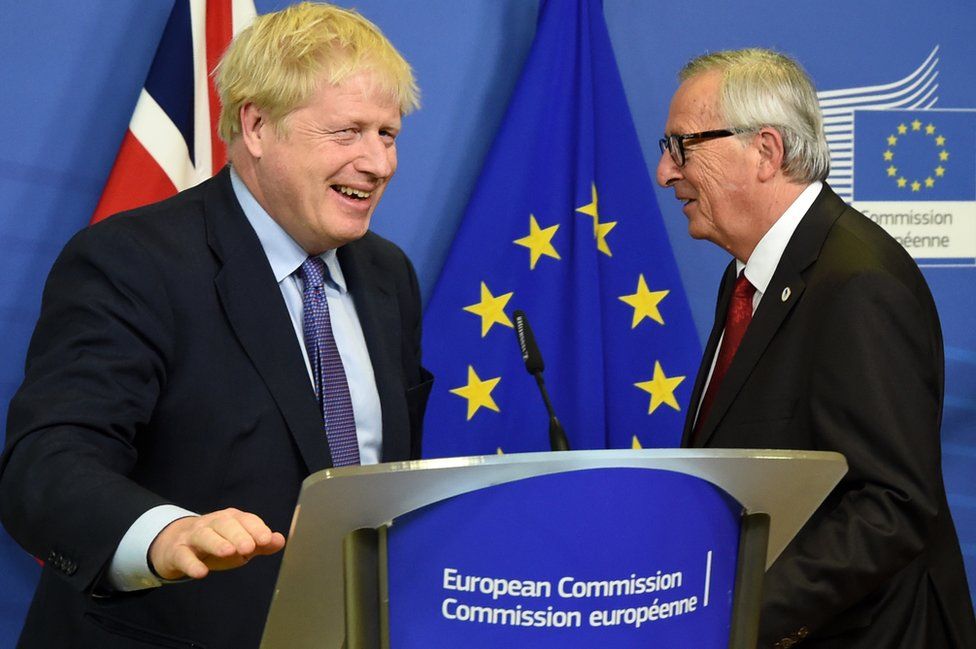Prime Minister Boris Johnson and European Commission President Jean Claude Juncker