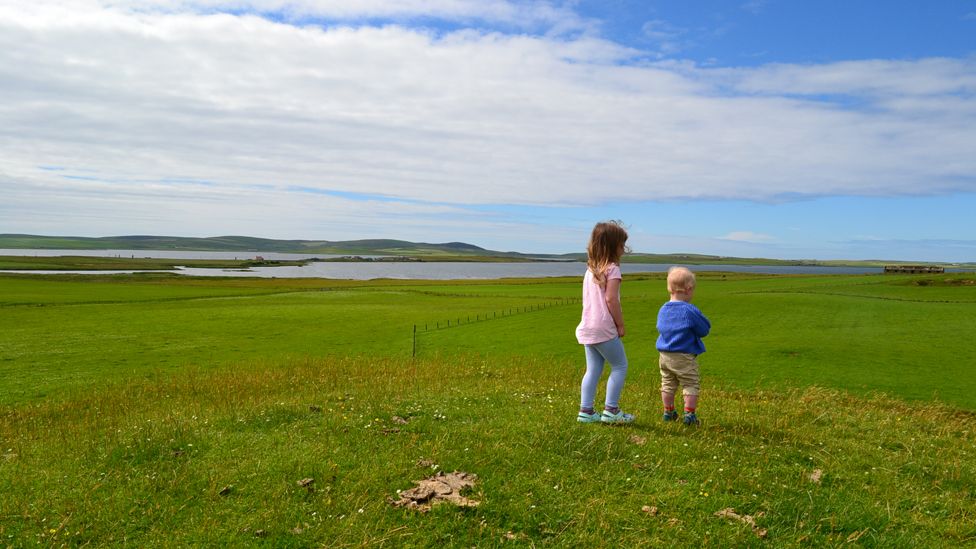 Ailsa and Donald on Maeshowe