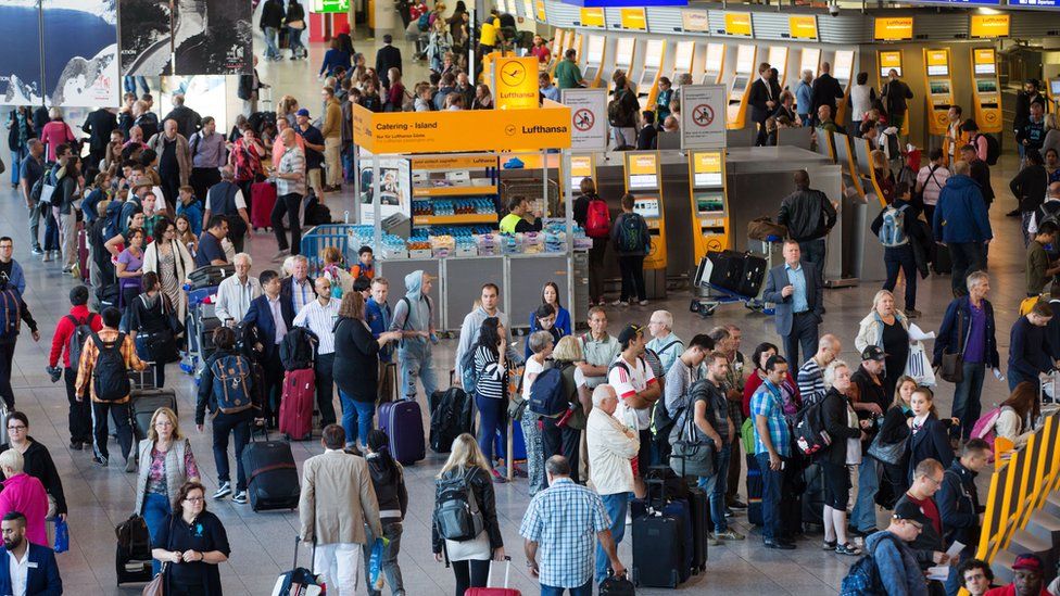 passengers at Frankfurt airport