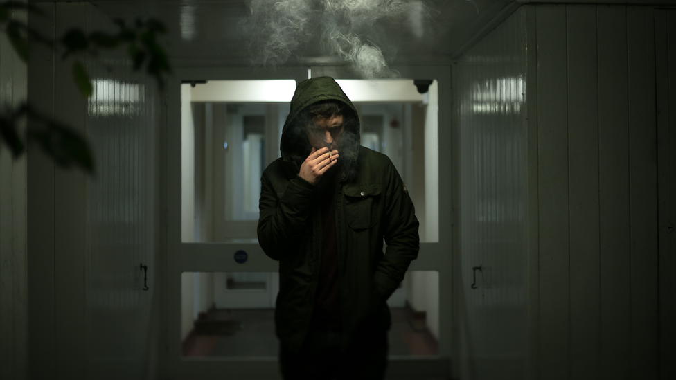 Young man smoking