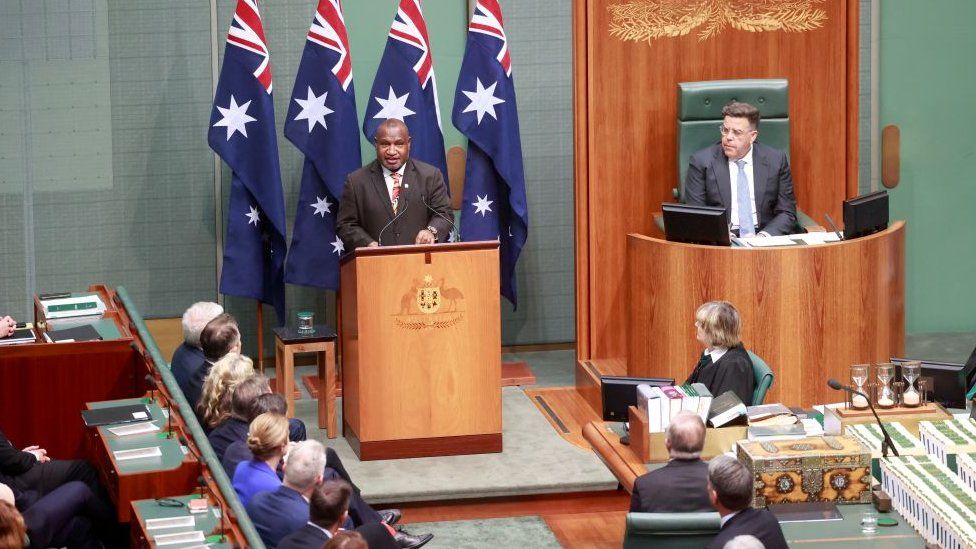 James Marape addresses Australian parliament