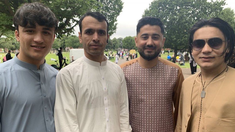A group of men celebrating Eid