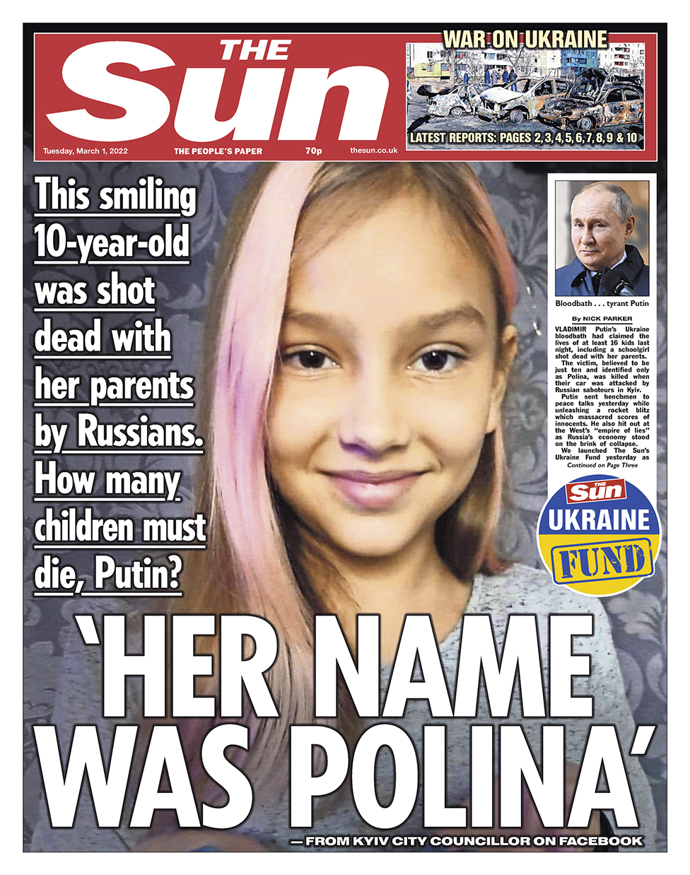 The Sun front page 01/03/22