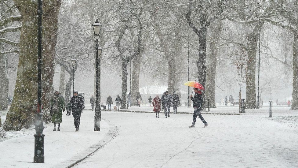 People in Battersea Park, south-west London