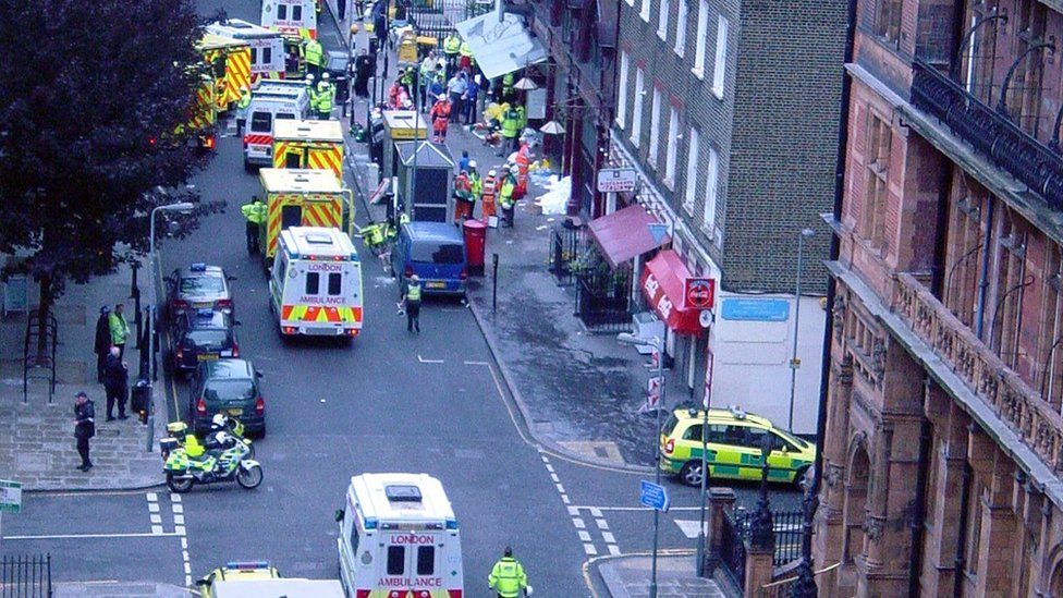 The aftermath of the July 2005 attack near Tavistock Square