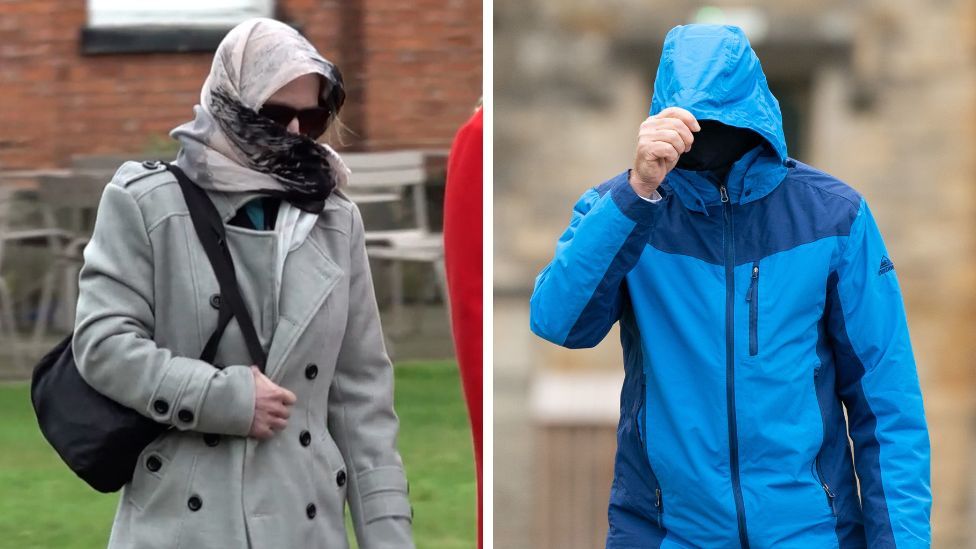 Karen Alcock, left, and Vince King outside court