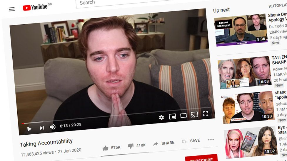 YouTube cuts off Shane Dawson's ad money BBC News