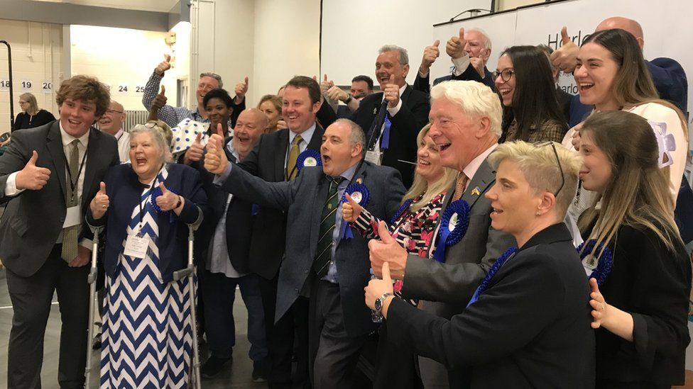 Conservatives celebrating in Harlow