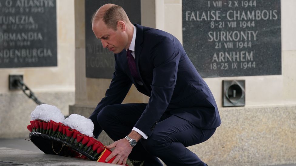 Prince William laying a wreath