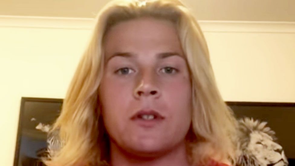 Screengrab of Hannah Mouncey from her Youtube video statement on 13 February 2018