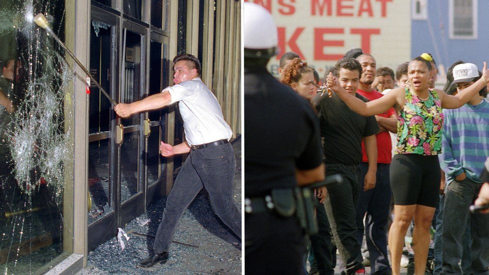 Composite of Los Angeles 1992 riots