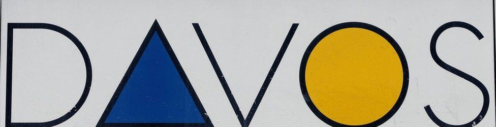 A Davos logo is seen before the annual meeting of the World Economic Forum