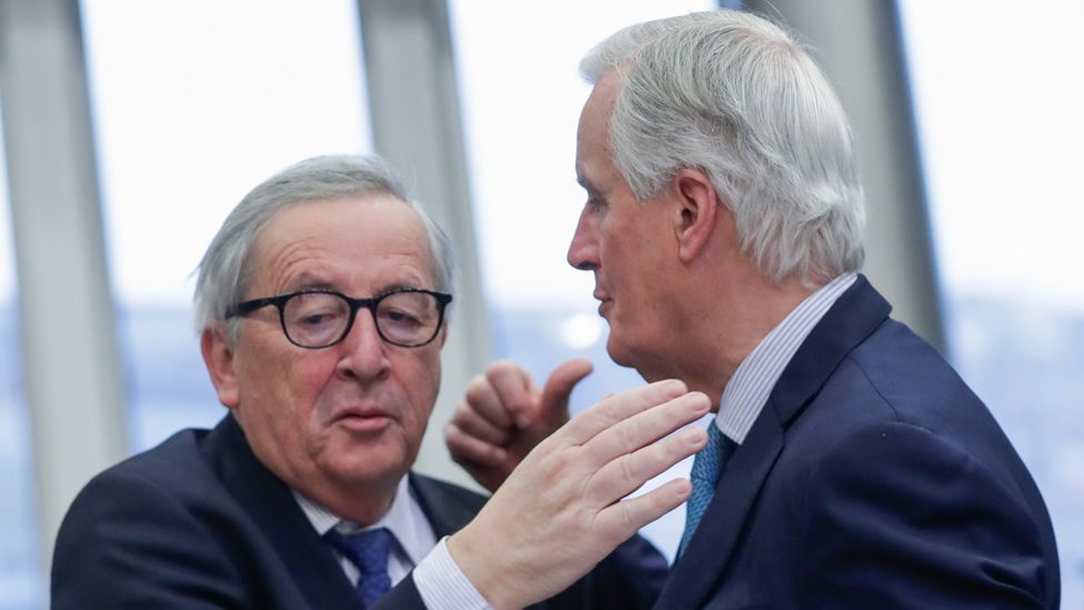 Jean-Claude Juncker (L) and Michel Barnier, 6 Mar 19