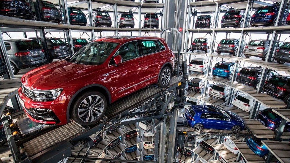 VW cars at a German plant