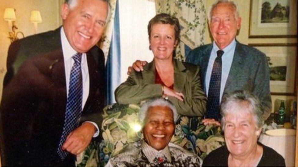 Peter Hain MP, his wife Elizabeth and Adelaine and Walter Hain with Nelson Mandela