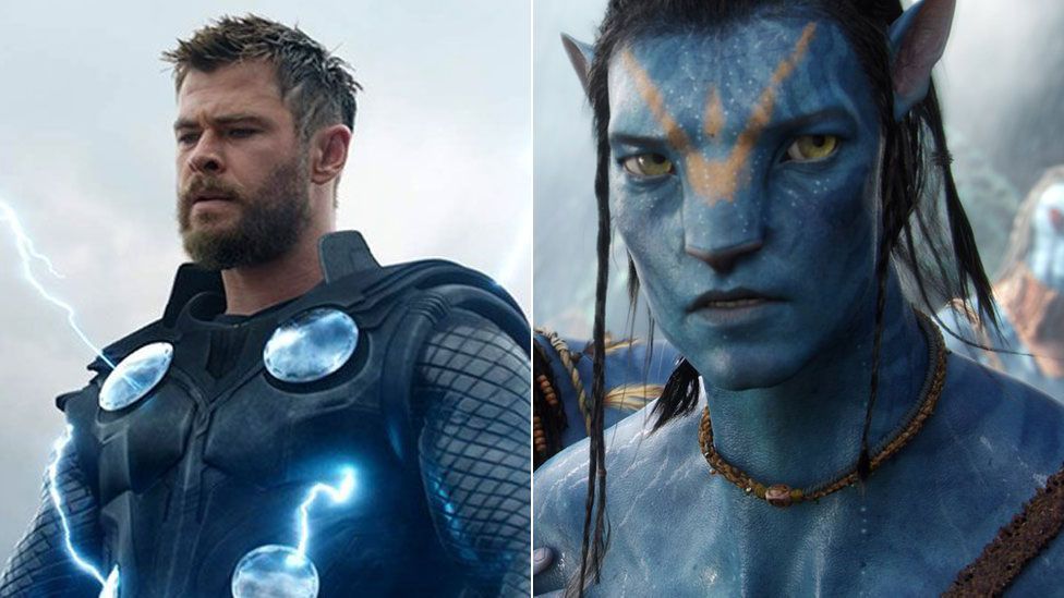 Chris Hemsworth in Avengers: Endgame and Sam Worthington in Avatar