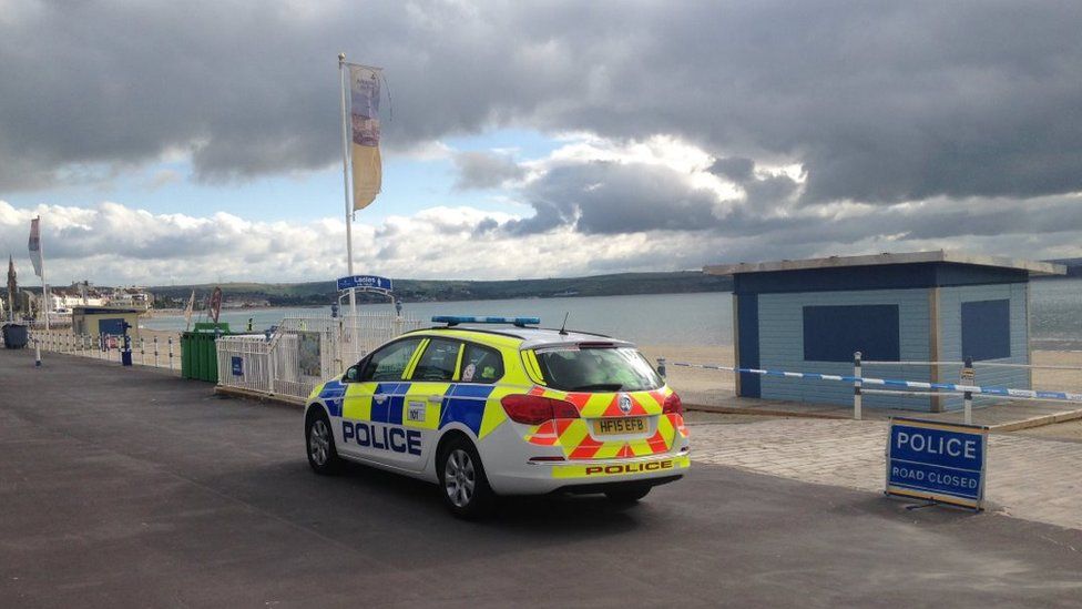 Police cordon at Weymouth Beach