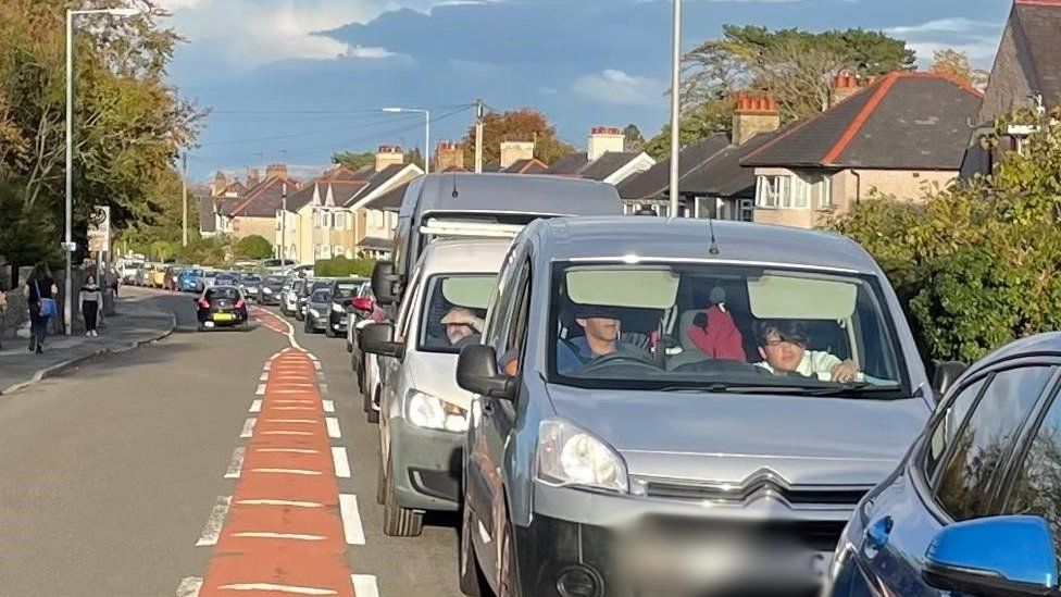 Cars on Penrhos Road Bangor