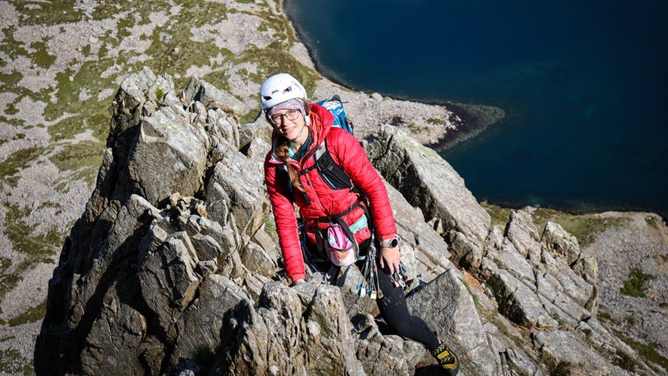 Anna Taylor completing her challenge on Cadair Idris in Wales