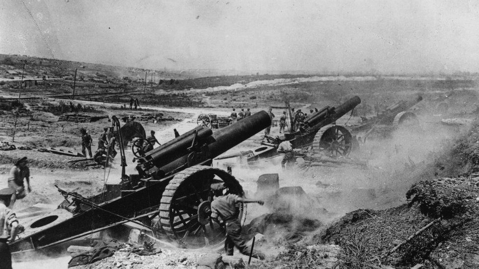 Artillery pounded the German lines for a week in the run up to the start of the Battle of the Somme