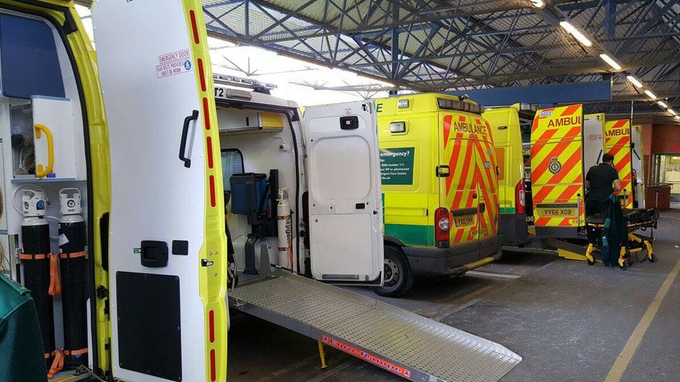 Ambulances at Leicester Royal Infirmary