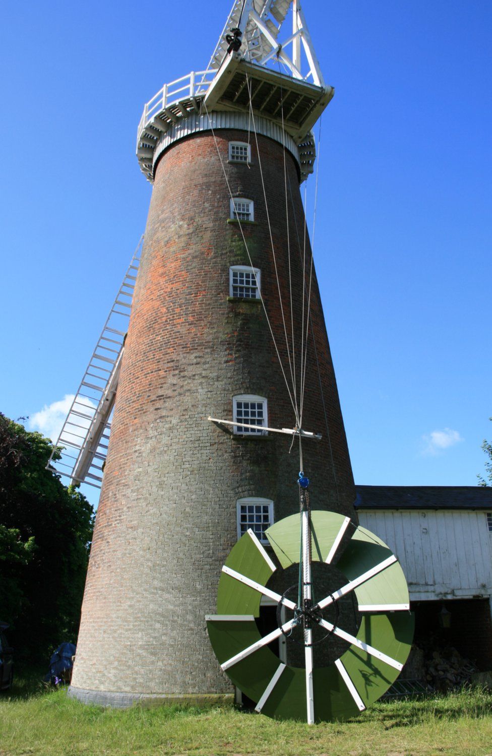 The new fantail at the base of Buttrum’s Mill, Woodbridge, awaiting installation.