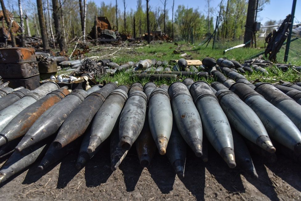Unexploded Russian shells near Kyiv