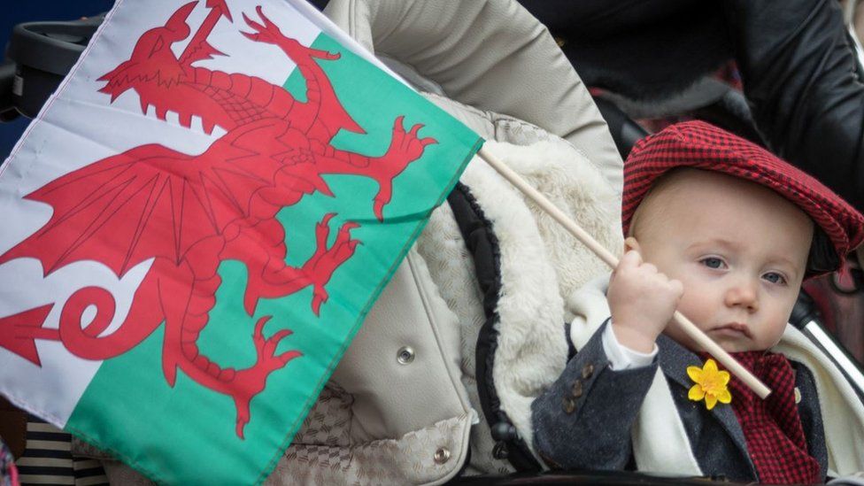 The iconic Welsh flag