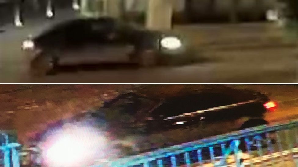 CCTV images of the Audi A3 convertible believed to be involved in the suspected hit and run