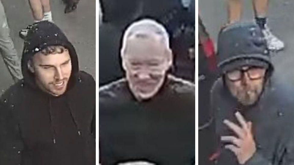 Three CCTV images of men side by side 