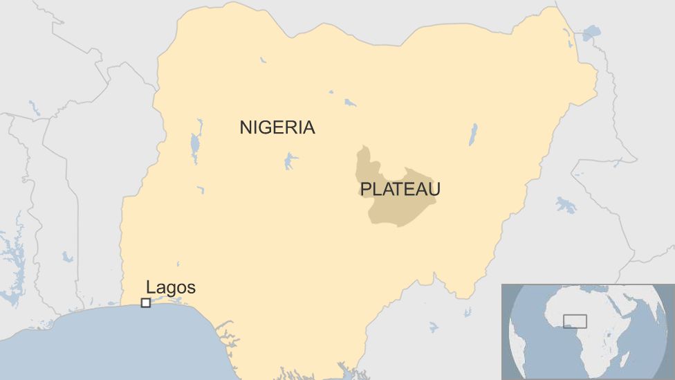 A BBC map showing the location of the central Plateau state in Nigeria