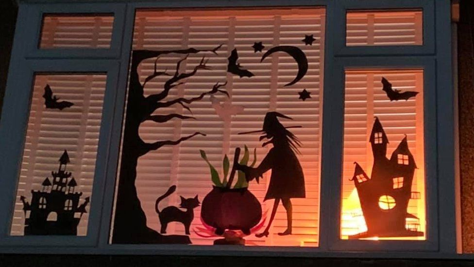 Witch and cauldron window display