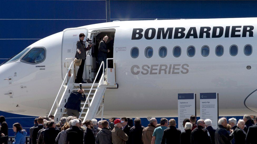 A Bombardier CSeries plane