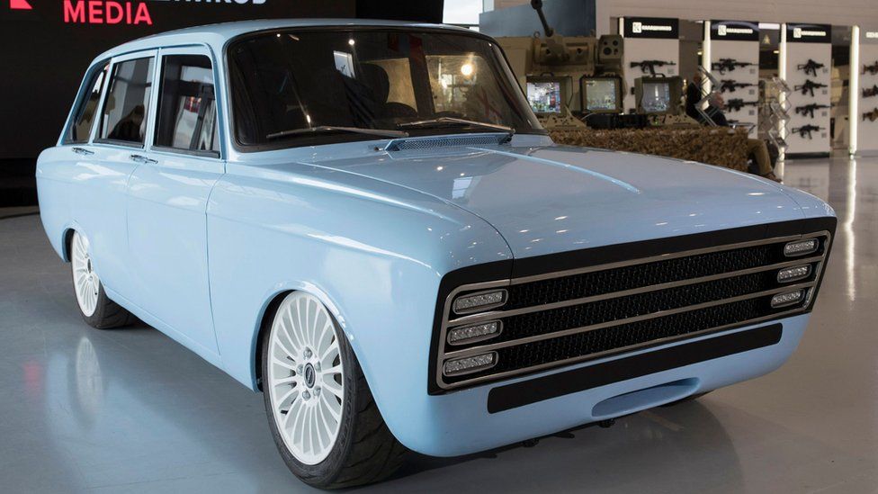 A prototype electric vehicle developed by Russian manufacturing company Kalashnikov, 22 August 2018