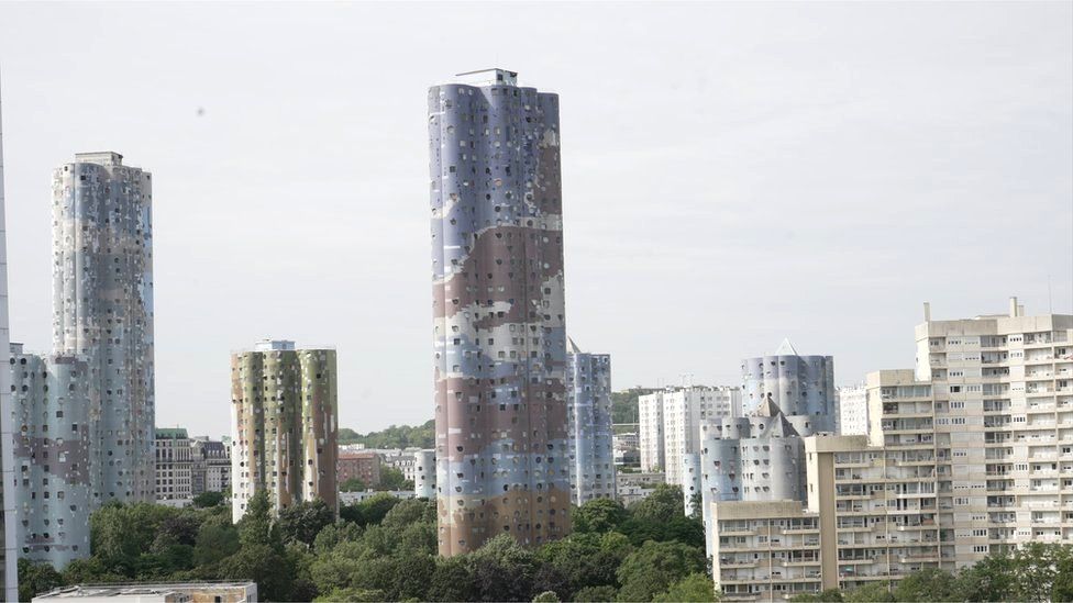 Tower blocks of the Pablo Picasso housing estate on the outskirts of Paris