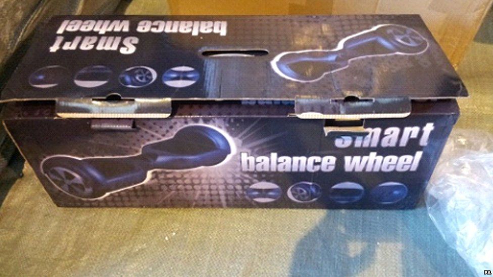 One of 15,000 hoverboards taken by authorities at felixstowe because of safety concerns.