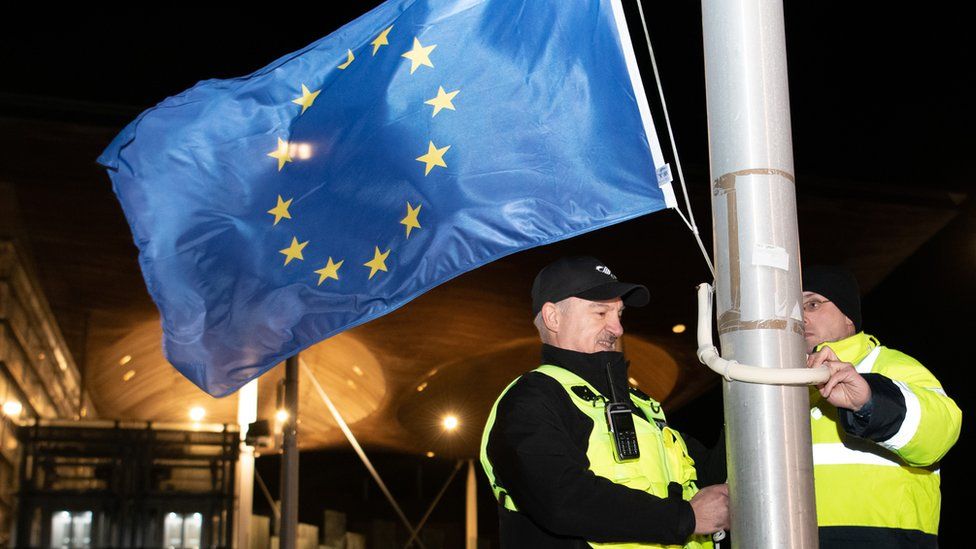 The EU flag lowered