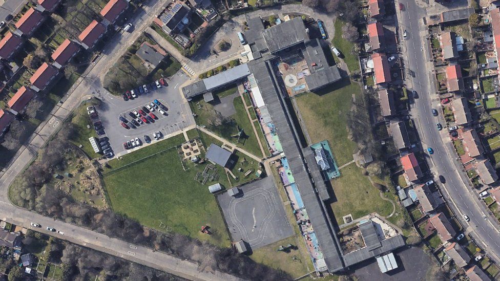 Aerial view of the old school