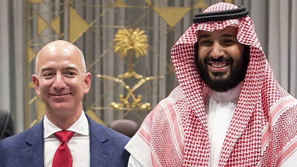 Crown prince of Saudi Arabia Mohammad bin Salman Al Saud and the founder Amazon Jeff Bezos.