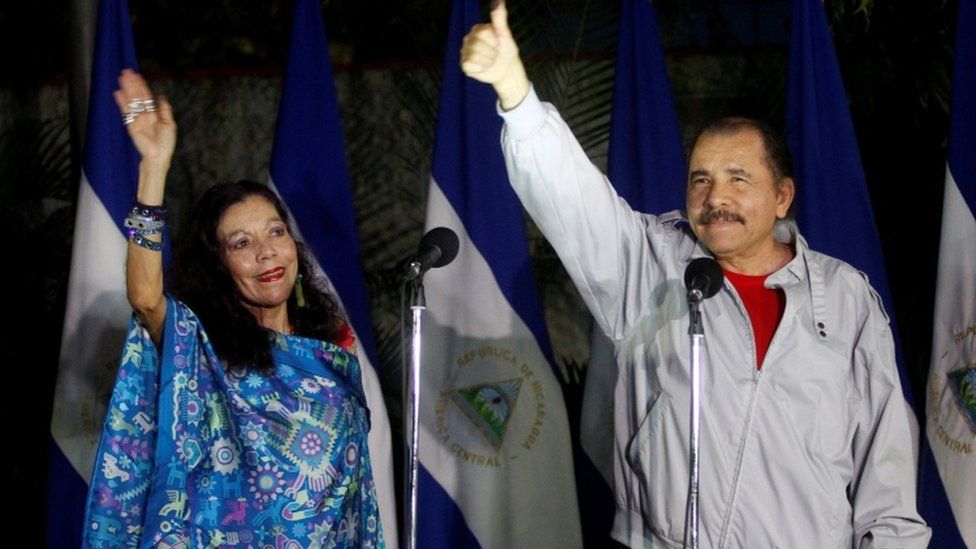Daniel Ortega, Nicaragua"s president beside his wife Rosario Murillo in Managua November 6, 2016.