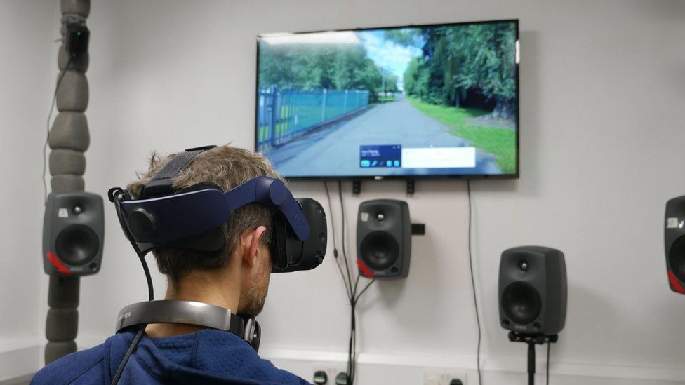 Man using virtual reality test