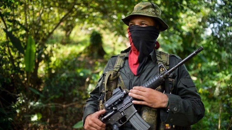 An ELN rebel commander during an interview with AFP in Alto Baudo,