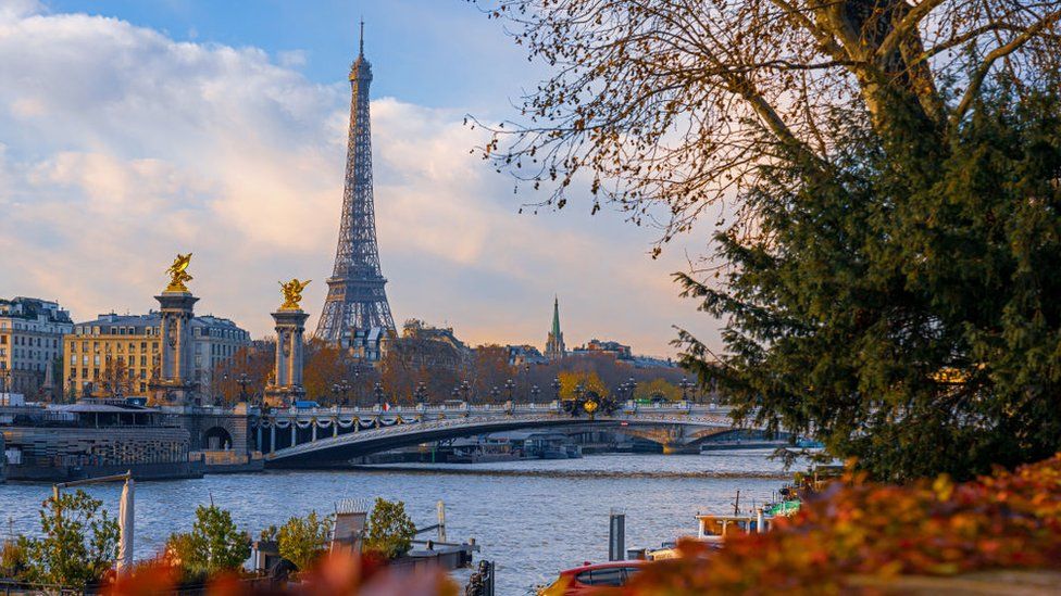 Eiffel Tower seen across the river Seine