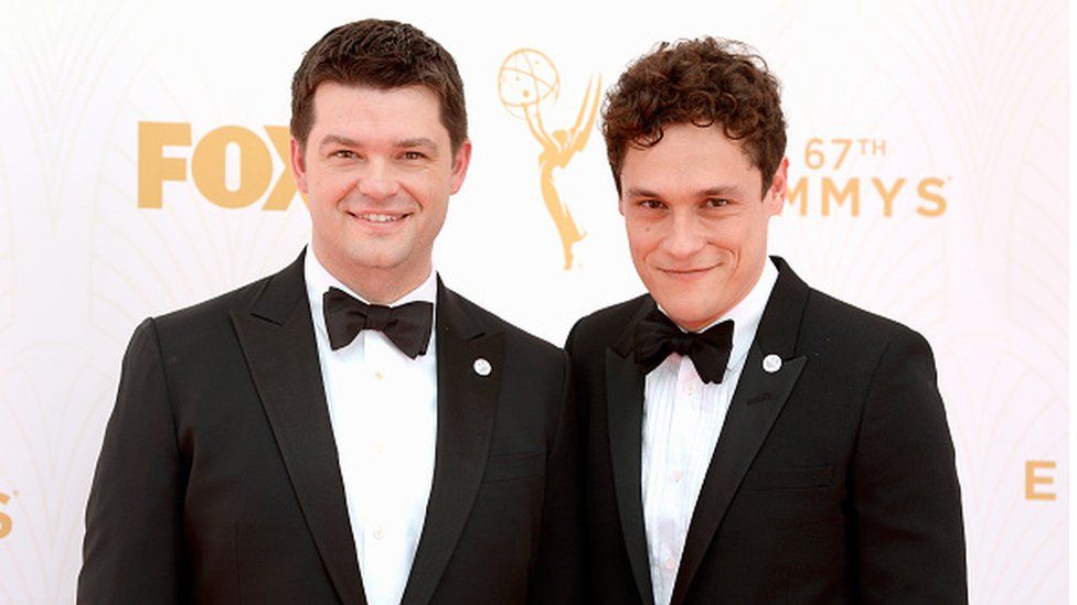 Chris Miller and Phil Lord at the 67th Emmys