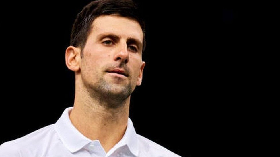 Novak Djokovic of Serbia looks on during match on 7 November 2021