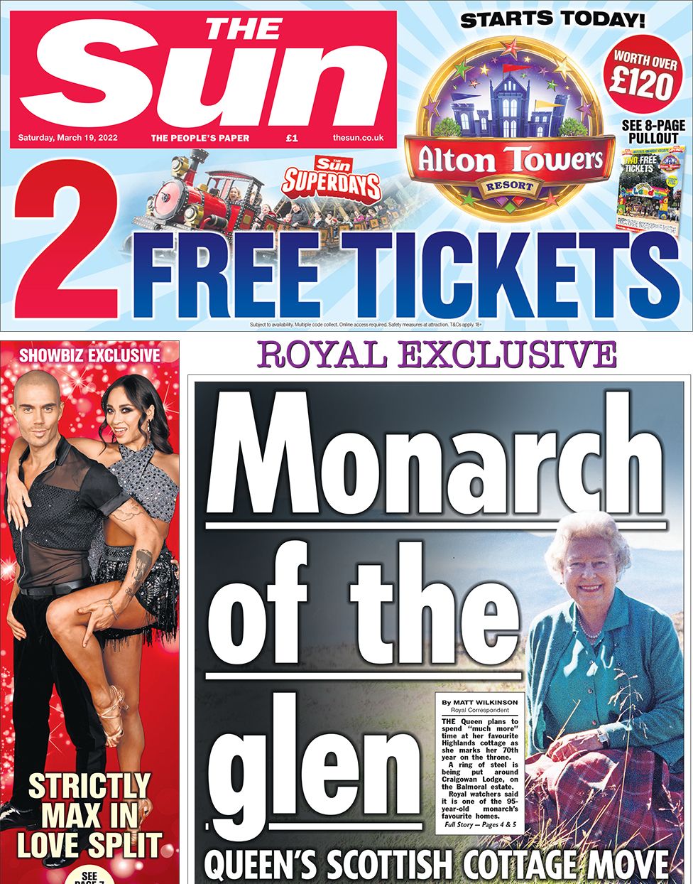The Sun front page 19 March 2022